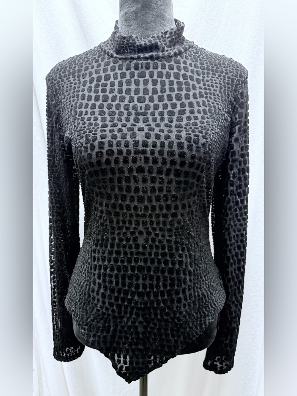 Guess Black Textured Long Sleeve Bodysuit